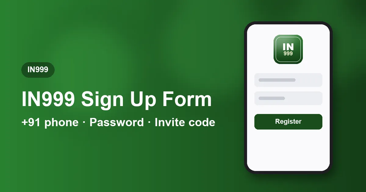 Banner titled IN999 Sign Up Form naming the four registration fields